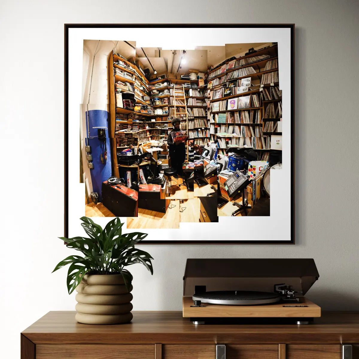 Questlove In His Record Room. Photo Collage