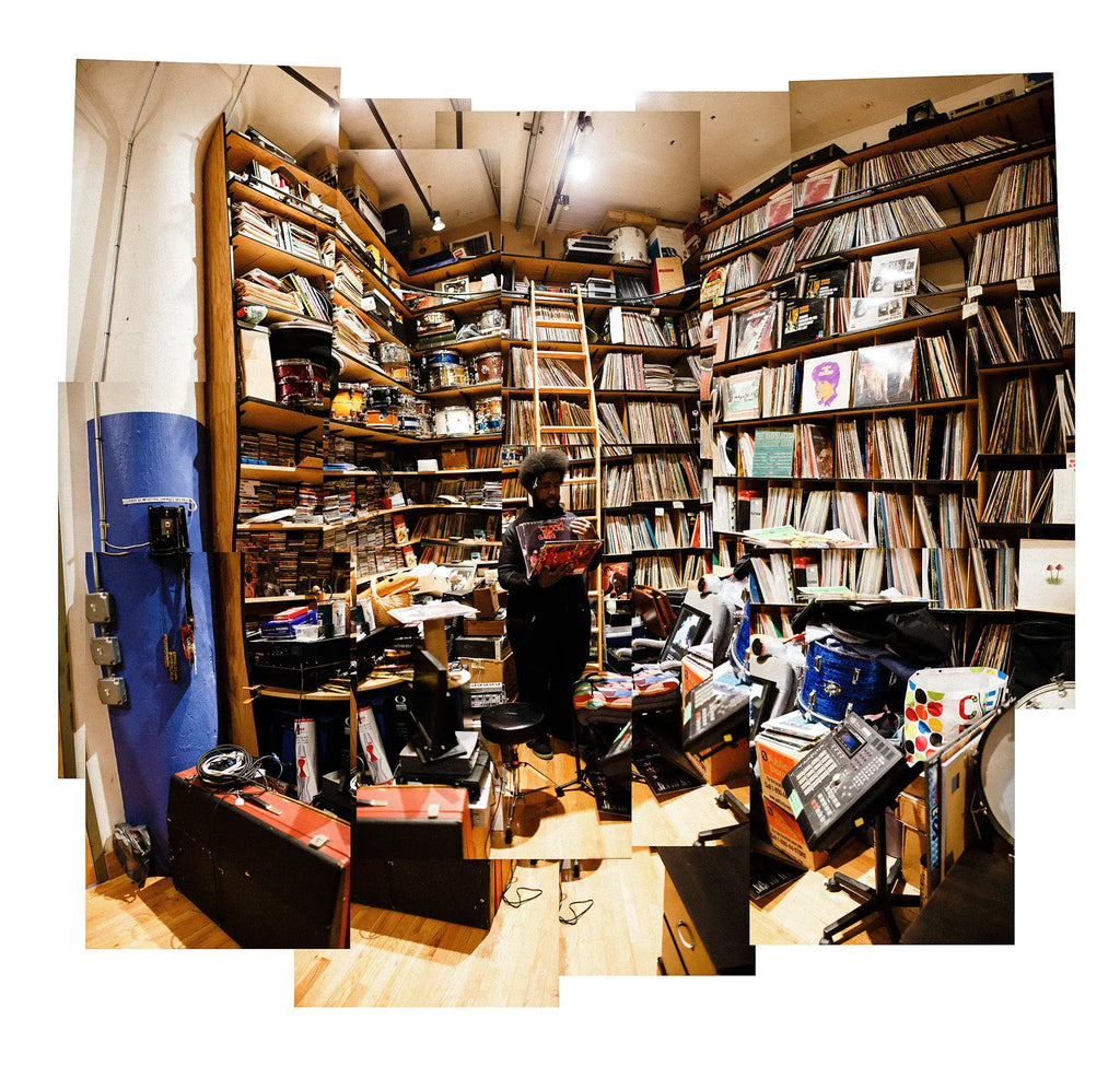Questlove In His Record Room. Photo Collage